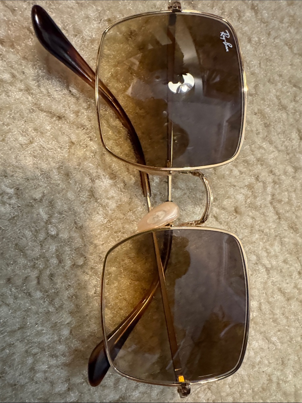 Ray-Ban Women’s Gold Frame Brown Lens Square Sunglasses